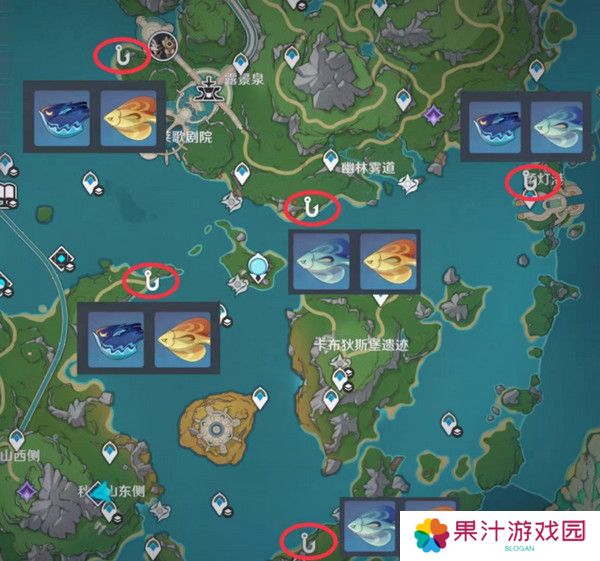 原神灰河渡手钓鱼地点分布图 灰河渡手精炼材料钓鱼点位攻略[多图]图片7